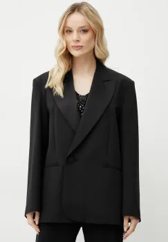 Weekend Max Mara sacou din lana culoarea negru, un singur rand de nasturi, neted, 2515041071600 imagine