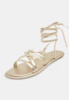 Weekend Max Mara sandale de piele FIABE femei, culoarea auriu, 2515521095600 imagine