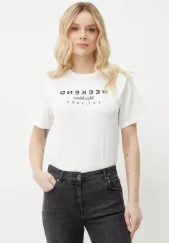 Weekend Max Mara tricou din bumbac femei, culoarea alb, 2515971041600 imagine