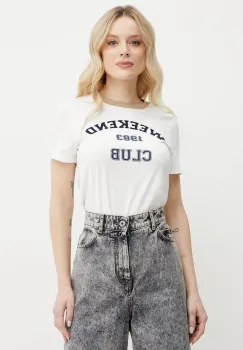 Weekend Max Mara tricou din bumbac femei, culoarea alb, 2515971051600 imagine