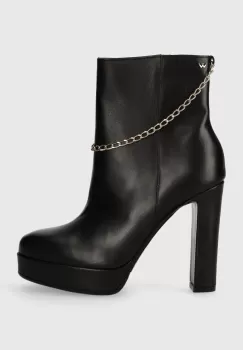 Wojas cizme de piele femei, culoarea negru, cu toc drept, 5521051 imagine