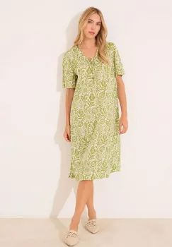 women'secret camasa de noapte din bumbac culoarea verde, bumbac, 4369327 imagine