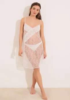 women'secret camasa de noapte femei, culoarea alb, dantela, 3419151 imagine