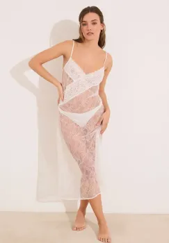 women'secret camasa de noapte femei, culoarea alb, dantela, 3419156 imagine