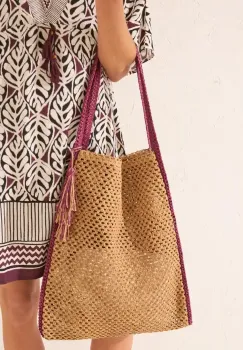 women'secret geanta de plaja culoarea bej, 4382369 imagine