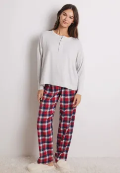 women'secret longsleeve de pijama MIX AND MATCH PERFECT MATCH femei, culoarea gri, 3278428 imagine