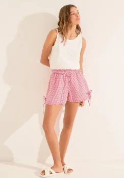 women'secret pantaloni scurti de pijama din bumbac culoarea bordo, bumbac, 3709663 imagine