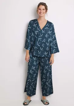 women'secret pijama FEATHER COLLECTION femei, culoarea verde, satin, 2548216 imagine