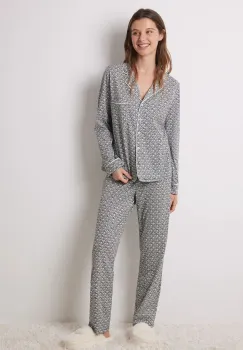 women'secret pijamale de bumbac DAILY FROSTED culoarea gri, bumbac, 3598097 imagine