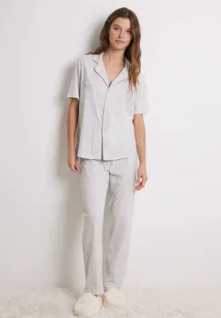women'secret pijamale de bumbac DAILY FROSTED culoarea gri, bumbac, 3598099 imagine