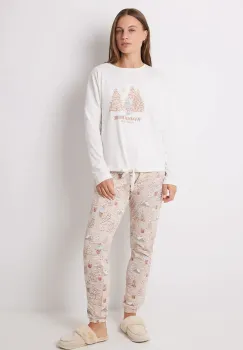 women'secret pijamale de bumbac DAILY TEDDY culoarea bej, bumbac, 3598076 imagine