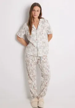 women'secret pijamale de bumbac DAILY TEDDY culoarea gri, bumbac, 3598083 imagine
