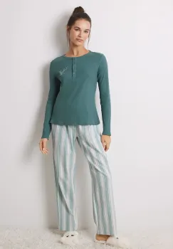 women'secret pijamale de bumbac HARRY POTTER culoarea verde, bumbac, 3138601 imagine
