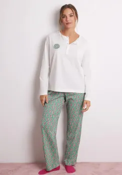women'secret pijamale de bumbac VERY MERRY culoarea bej, bumbac, 3138658 imagine