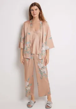 women'secret set de pijamale din 3 piese SENSE 1 AND 2 culoarea bej, satin, 2548212 imagine