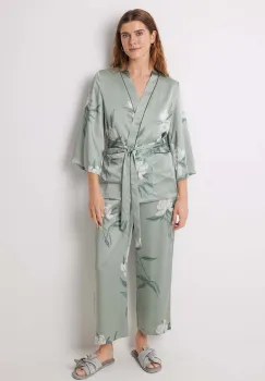 women'secret set de pijamale din 3 piese SENSE 1 AND 2 culoarea verde, satin, 2548211 imagine