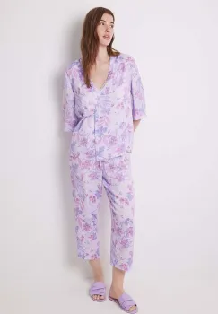 women'secret set de pijamale din 3 piese TRENDY BUTTERFLY culoarea roz, 3598070 imagine