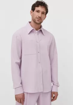 Won Hundred camasa barbati, culoarea roz, cu guler clasic, regular imagine