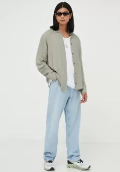 Won Hundred camasa barbati, culoarea verde, cu guler clasic, regular imagine