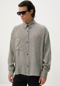 Won Hundred camasa din lana culoarea gri, cu guler button-down, relaxed, 3296-14261 imagine