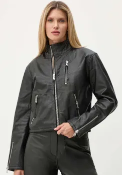 Won Hundred geaca de piele femei, culoarea negru, de tranzitie, 3444-16015 imagine