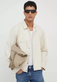 Won Hundred geaca jeans barbati, culoarea bej, de tranzitie, oversize imagine