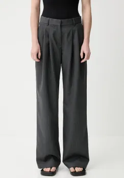 Won Hundred pantaloni din lana culoarea gri, lat, high waist, 3736-14275 imagine