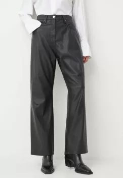 Won Hundred pantaloni femei, culoarea negru, lat, high waist, 3043-16010 imagine