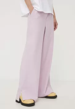 Won Hundred pantaloni femei, culoarea violet, lat, high waist imagine