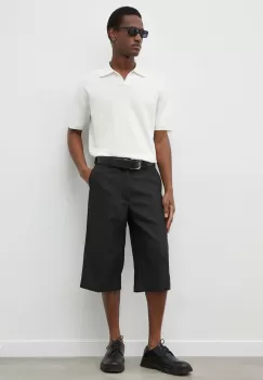 Won Hundred pantaloni scurti barbati, culoarea negru imagine