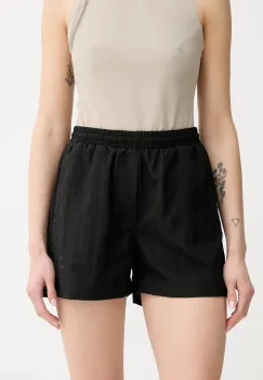 Won Hundred pantaloni scurti culoarea negru, neted, high waist, 3491-13056 imagine