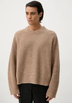 Won Hundred pulover de lana barbati, culoarea bej, calduros, 3209-11091 imagine