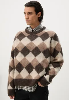 Won Hundred pulover de lana barbati, culoarea maro, calduros, 3207-11082 imagine