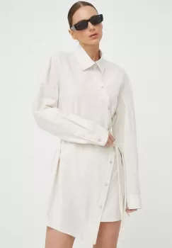 Won Hundred rochie culoarea bej, mini, evazati imagine