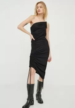 Won Hundred rochie culoarea negru, midi, mulata imagine