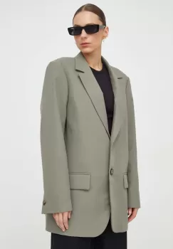 Won Hundred sacou culoarea verde, oversize, neted imagine