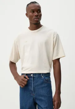 Won Hundred tricou din bumbac barbati, culoarea bej, neted, 3300-12063 imagine