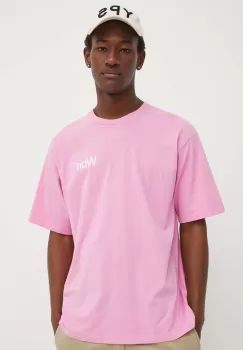 Won Hundred tricou din bumbac barbati, culoarea roz, cu imprimeu, 3101-12063 imagine