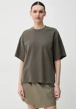 Won Hundred tricou din bumbac culoarea maro, neted, 3612-12071 imagine