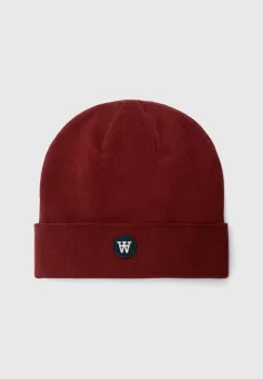 Wood Wood caciula de lana culoarea rosu, de lana, din tricot gros imagine