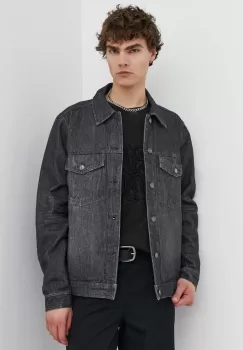 Wood Wood geaca jeans Ivan Denim barbati, culoarea negru, de tranzitie, 12315107.7051 imagine