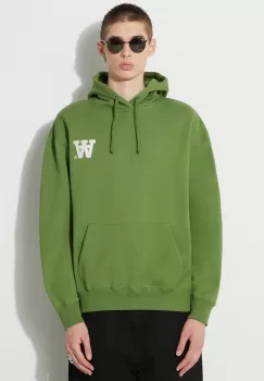 Wood Wood hanorac de bumbac Cass AA Moss Embroidery Hoodie barbati, culoarea verde, cu gluga, cu imprimeu, 10285606.2424 imagine