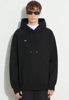 Wood Wood hanorac de bumbac Essential fred classic hoodie barbati, culoarea negru, cu gluga, uni 20005602.2493 imagine