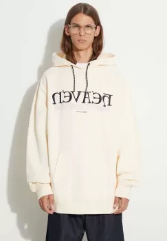 Wood Wood hanorac de bumbac Zeus heaven hoodie barbati, culoarea bej, cu gluga, cu imprimeu 12335603.2493 imagine