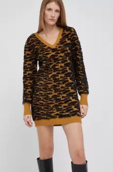 XT Studio Rochie culoarea galben, mini, model drept imagine