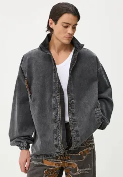 Y/Project geaca jeans EVERGREEN PINCHED LOGO DENIM WINDBREAKER barbati, culoarea gri, de tranzitie, oversize, 207JA002 imagine