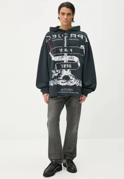Y/Project hanorac de bumbac EVERGREEN PARIS' BEST PINCHED HOODIE culoarea negru, cu gluga, cu imprimeu, 204SH002 imagine
