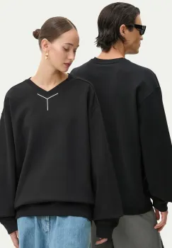 Y/Project hanorac de bumbac Y CHROME SWEATSHIRT culoarea negru, cu imprimeu, 204SH004 imagine