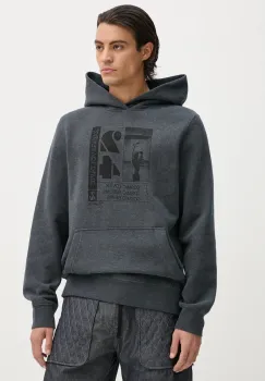 ZADIG&VOLTAIRE bluza barbati, culoarea gri, cu gluga, cu imprimeu, JMSS00254 imagine