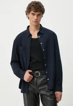 ZADIG&VOLTAIRE camasa barbati, culoarea albastru marin, cu guler clasic, relaxed, WMSH00292 imagine